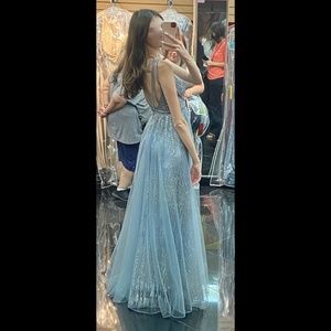 Gray Blue Prom Couture Dress May Queen